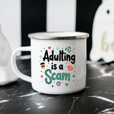 adulting is a scam enamel camping mug mug mug spot usa dnmqz