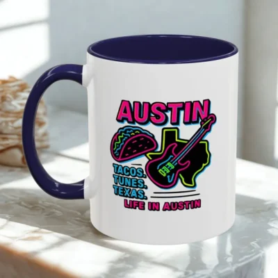 austin neon coffee mug texas tacos and tunes mug njqft