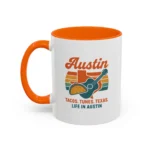 Austin Retro Mug – Tacos Tunes Texas Life Coffee Mug - Image 24