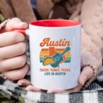 Austin Retro Mug – Tacos Tunes Texas Life Coffee Mug - Image 2