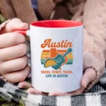 Austin Retro Mug – Tacos Tunes Texas Life Coffee Mug
