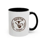 Austin Texas Badge Mug – Rustic Tacos Tunes Life Mug - Image 3