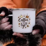 Coffee Is My Lyf Enamel Camping Mug - Image 2