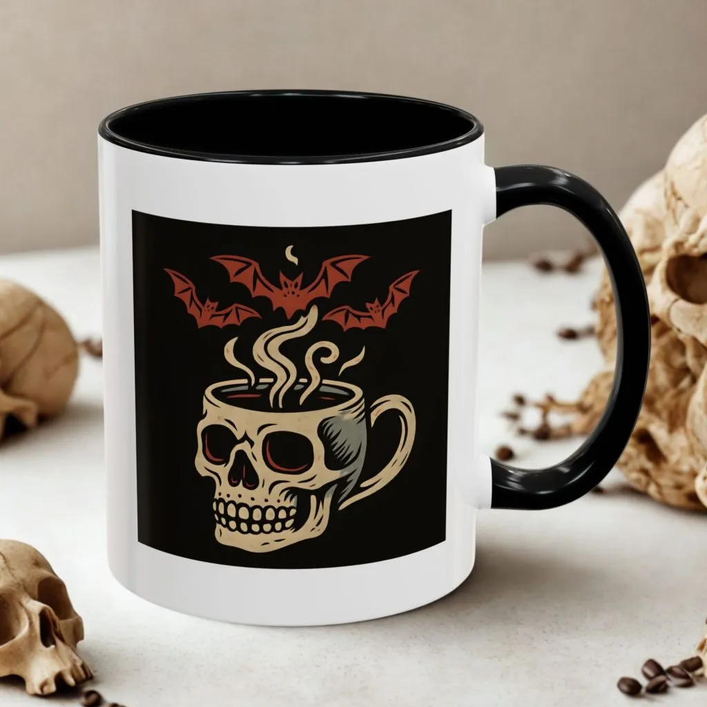 Creepy Skull Coffee Mug – Spooky Halloween Coffee Cup with Bats Creepy Skull Coffee Mug – Spooky Halloween Coffee Cup with Bats - Image 1