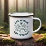 Eat Weeds Not Feelings Botanical Enamel Mug - Image 2