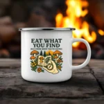 Eat What You Find Mushroom Foraging Enamel Mug - Image 6