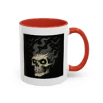 Halloween Skull Mug – Spooky Coffee Cup with Green Eyes & Bats - Image 38