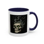 Halloween Skull Mug – Spooky Coffee Cup with Green Eyes & Bats - Image 5