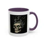 Halloween Skull Mug – Spooky Coffee Cup with Green Eyes & Bats - Image 25