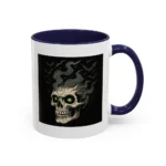 Halloween Skull Mug – Spooky Coffee Cup with Green Eyes & Bats - Image 36