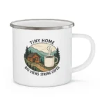 Tiny Home, Big Views, Strong Coffee Enamel Camping Mug - Image 6