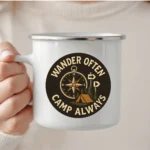 Wander Often Camp Always Enamel Camping Mug - Image 2