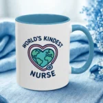 World’s Kindest Nurse Mug – Heart Globe Design Appreciation Gift - Image 2